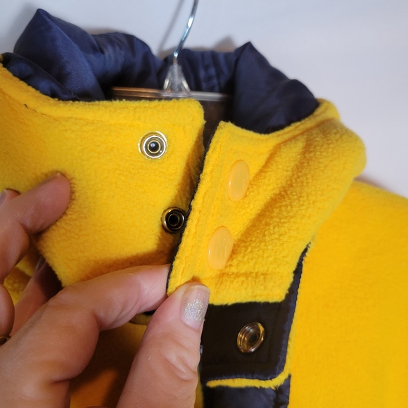 NOKI blue and yellow reversible down puffer coat with hood Size Small - Picture 10 of 16